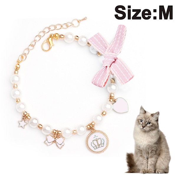 Halsband med pärlor för hund och katt, bling-accessoarer, band, kärlekshänge, husdjurssmycken för valpar, chihuahua, yorkie, justerbart, handgjort