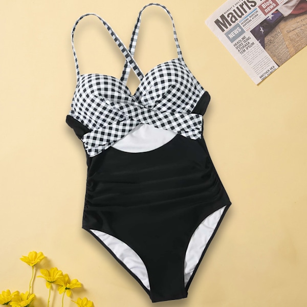 Tempt Me Kvinders Todelt Vintage Badedragt Retro Halter Rynket Højtaljet Bikini med Bund
