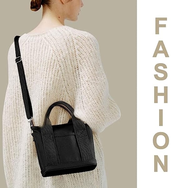 Liten totebag Liten Söt Canvas Tote Crossbody Axelväska /Flera Fack Mini Casual Satchel Messenger Väska