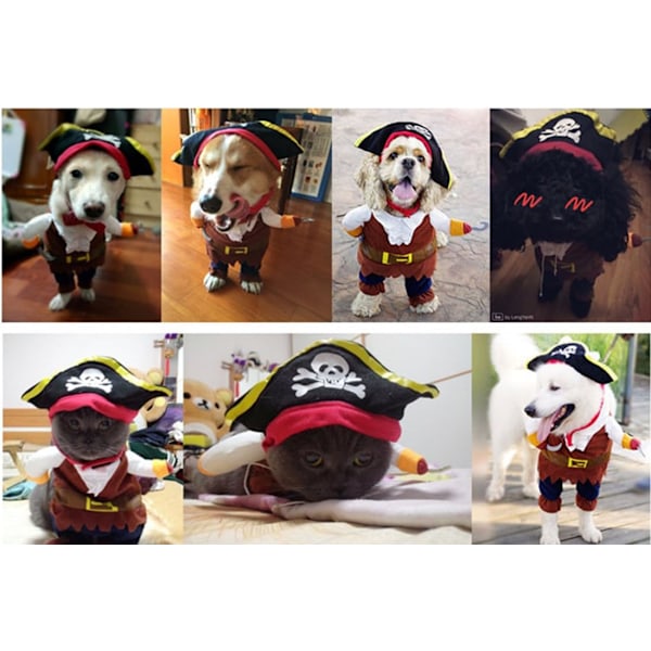 Ny rolig husdjurskläder pirat hund katt kostym dräkt Corsair klä upp festkläder kläder för katt hund plus hatt
