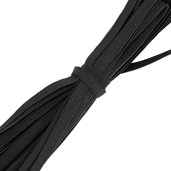 3 Påsar 0,6 cm 10 m/32,8 fot Platt Elastiskt Rep Snöre Band för Kläder Sy DIY Hantverksprojekt Svart
