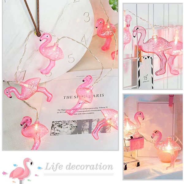 Rosa Flamingo String Lights, 6,5 Ft String Lights med 20 LED batteridrivna Flamingo Fairy Lights för Flamingo Presenter, Flamingo Party och Yard