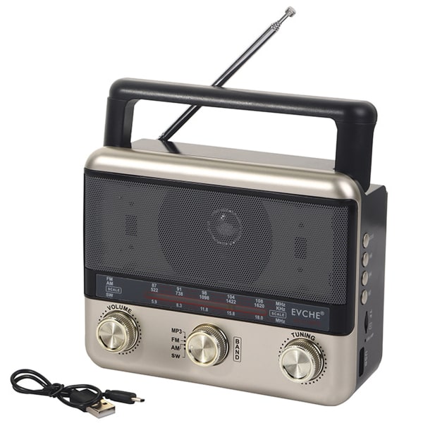 Multifunktionell Solar Radio Retro Radio Bärbar AM FM-radio med Bluetooth högtalare, Uppladdningsbar Solar Radio, TF-kort USB Diskspelare, Stor Tuning