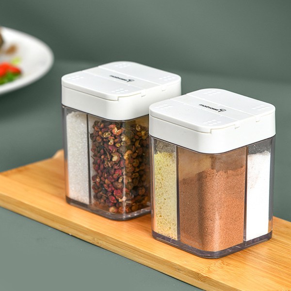 4 i 1 plast salt- och pepparshaker - Krydddispenser med justerbara hål Transparenta resor, kryddask Kryddor för campinghem