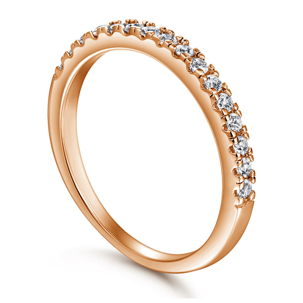 14K Guldpläterade Kubiska Zirkonia Diamant Stapelbara Evighetsband för Kvinnor