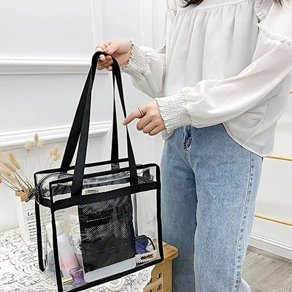 Genomskinlig väska godkänd för stadion - Genomskinlig axelremsväska med dragkedja, crossbody-väska med justerbar rem