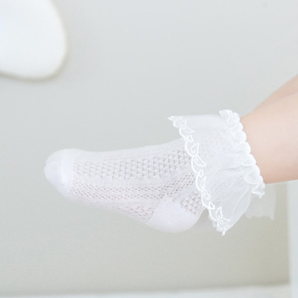2 Par Baby-Flickor Spetsstrumpor med Hål, Babystrumpor Flickor Sommar Toddler Spädbarn Ankel Pointelle Mesh Strumpor