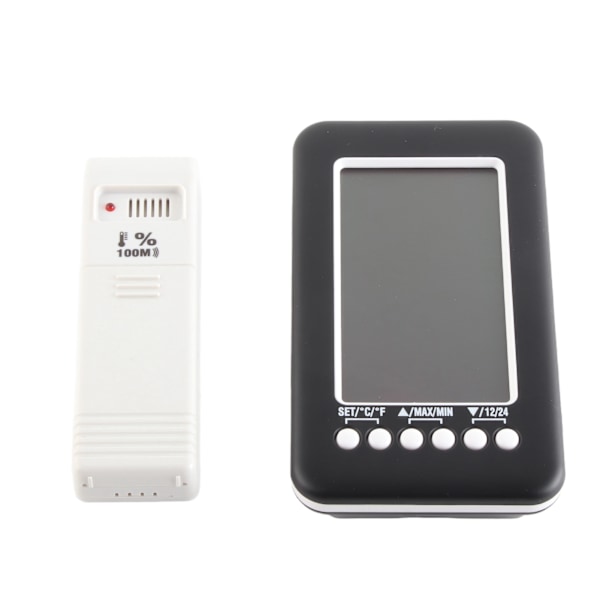 CJ3316RF 4 tommer Termometer med Urfunktion Indendørs Udendørs Digital Trådløs Temperaturmåler
