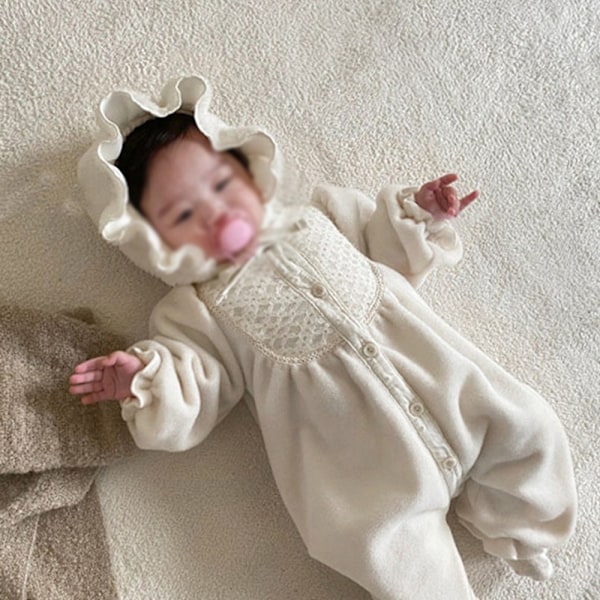 Nyfödd Babyflicka Romper Höst Outfit Långärmad Bodysuit Vinterkläder för Fotosession