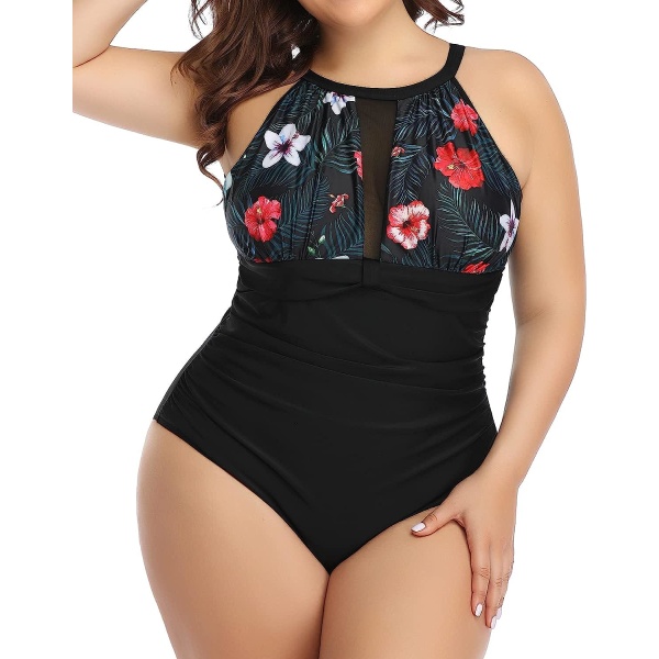 Plus Size Swimsuit Women One Piece Swimsuit Tummy Control High