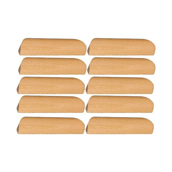 Wooden Handle Solid Wood Smooth Handles for Drawers and Cabinets 96mm Natural 10-pack