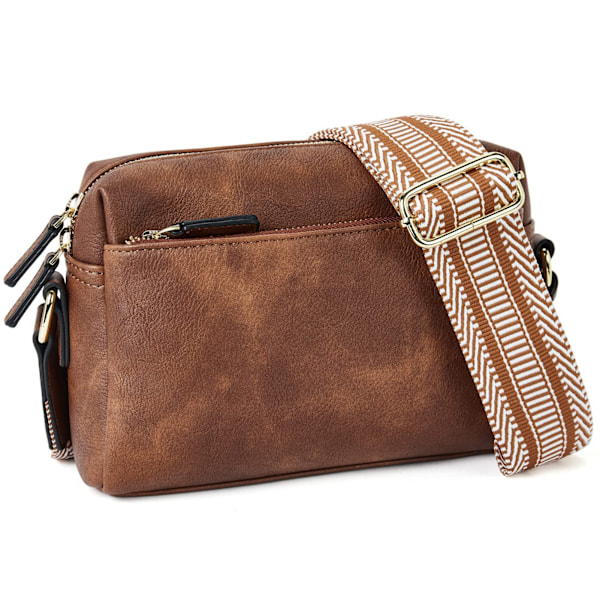 Käyttökelpoinen olkalaukku, PU-nahkainen crossbody-laukku naisille leveällä hihnalla, pieni olkalaukku naisille, vetoketjullinen puhelinlaukku olkalaukku