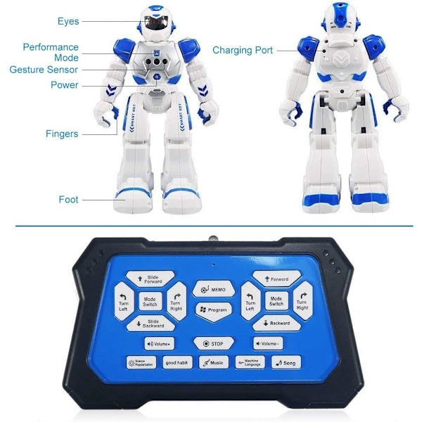 Smart Robot Leksak för Barn, Geststyrning Sjungande Gående Dansande Robot för Pojkar Flickor, Intelligent Programmerbar Smart Fjärrstyrd Robot Kit Leksaker