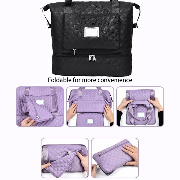 Reisebag for kvinner, treningsbag, weekend- og overnattingsbag med våt lomme og skoavdeling for kvinner, reise, trening, daglig bruk