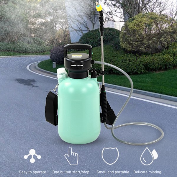 5L Akullakäyttöinen Suihkepullo 3 Suuttimella 2000mAh Latautuva Sylinterimäinen Sähköinen Puutarha- ja NurmikkoSuihkepullo Vihreä