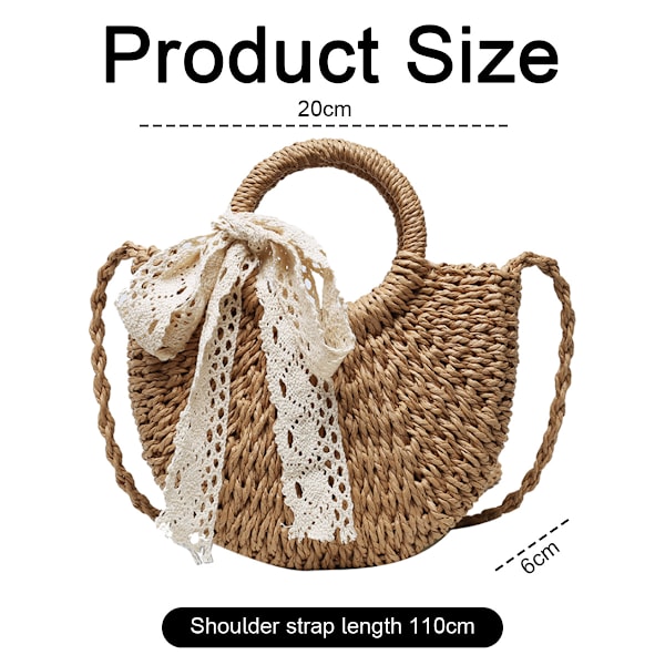 Vävd Vicker Clutch Väska Straw Handväska För Flickor Sommar Strand Axelremsväska