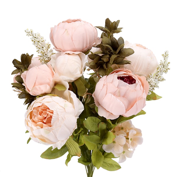 Falske Blomster Retro Kunstige Pionplanter Pionbuket til Bryllup Hjem Fest Dekoration 02#