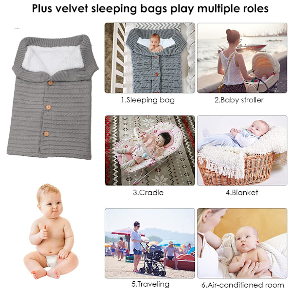 Nyfödd Babyfilt Swaddlefilt Stickad Sovsovsäck Mottagningsfiltar