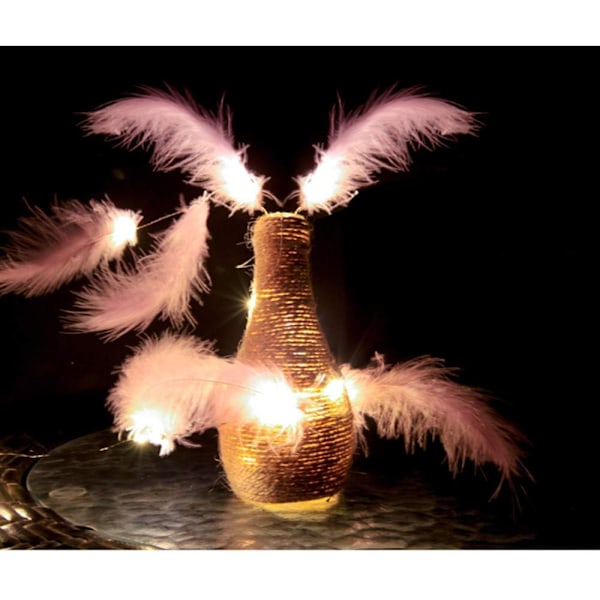 Feather String Lights, led dekorativa lampor, Fjärrkontroll Romantisk vägghängande gardin dekoration$Fjäder String Lights Fairy Lights Batteri