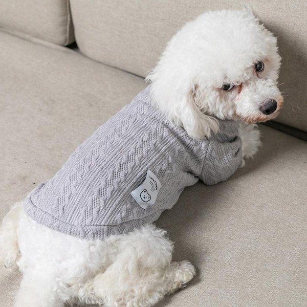 Hundeflettegenser Halsgenser Klassisk kjæledyr strikket genser Varmt søt valpesweatshirt jumper Vinter hundeklær Innendørs og utendørs sportsklær