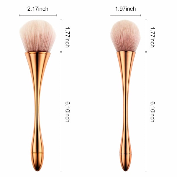 2 delar stora mineralpulverborstar, mjuka fluffiga sminkborstar för foundation, rouge och highlighter, professionell set för blandning,