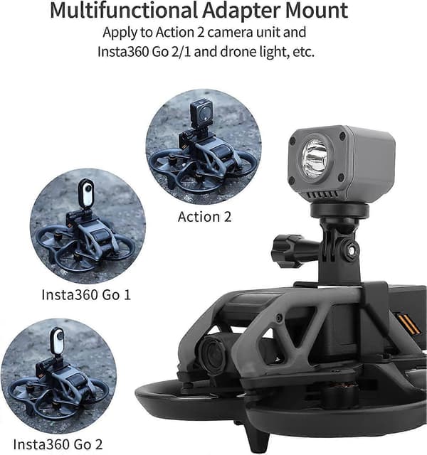 Kameramontering til DJI Avata, til Action Camera Holder Adapter Tilbehør, til DJI Avata/DJI Action 2/Insta360 Go 2/Insta360 Go