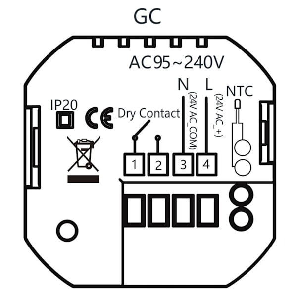 Smart Termostat 1 Vecka Programmerbar LED-Display Sänkt Rektangulär Bas Digital Termostat AC95‑240V för Pannvärme System Svart