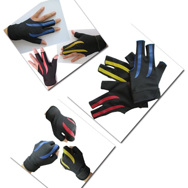 3-Fingers Billardhansker Pool Cue Hansker Elastiske Show Skyttere Pool Snooker Spillere Hansker Slitesterke Pustende Anti-Skli Spillhansker