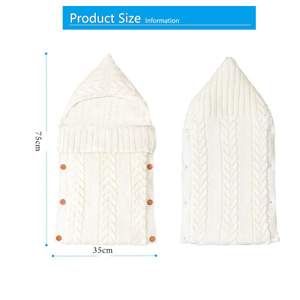 Nyfödd Baby Stickad Swaddle Swaddlefilt Sovsäck för 0-12 Månader Baby
