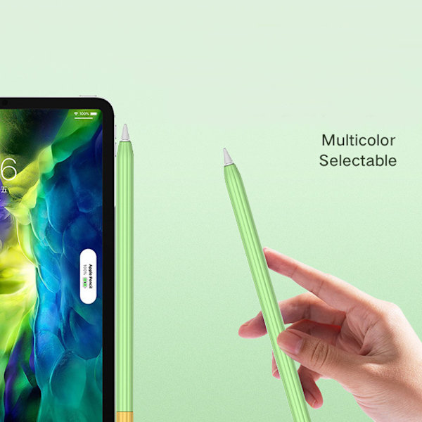 Etui i silikon for Apple Pencil 1. generasjon, pennhette + to fargede pennhetter