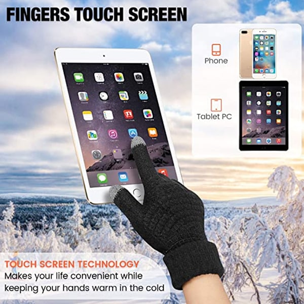 Vinter Touchscreen Hansker, Varme Strikkhansker Elastisk Mansjett, Vinterhansker