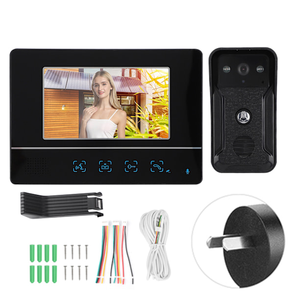 Trådbunden Dörrklocka 7 tum TFT Monitor Intercom Kamera Videodörrtelefon Access Control System 100-240VAU-kontakt