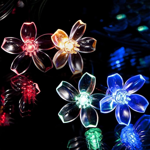 Solar Lampor Blomster String Lights Utomhus, Vattentät LED Peach Blossom Cherry Blossom Solar String Lights för trädgårdar Hem Bröllop Julfest