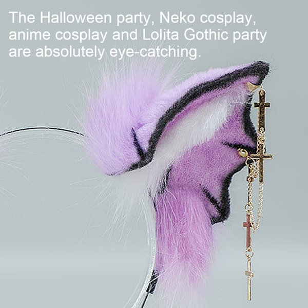 Plush Fyldig Djævel Bat Øre Pandebånd Dyr Halloween Jul Kostume Tilbehør