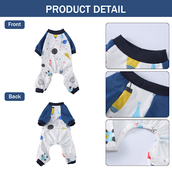 Hundpyjamas för små hundar Mjuk valp Onesie Katt Overall Bekväma husdjurskläder (Denimblå)