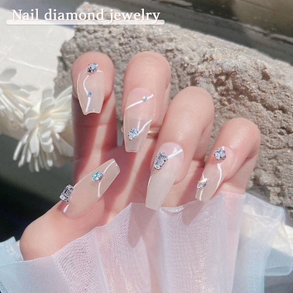 100 stycken nagelcharms strass nagelcharms nagelsmycken 3D kristall metall nagelstenar