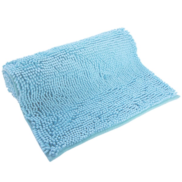 Chenille Anti-slip Vandabsorberende Skridsikker Måtte Badeværelse Stue (Lysegrøn Blå)