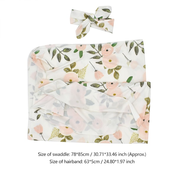 Supermjukt Spädbarnsfilt med Blommönster, Inpackningsfilt, Sovsäck med Hårsnodde (#1)