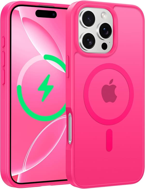 Magnetic Case for iPhone 16 & iPhone 17, Matte Soft Case with Camera Control Button, Shockproof MagSafe-compatible*17Air*Rose Red Rose red 17Air