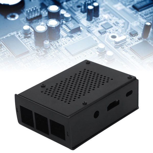 Skyddande skal i aluminiumlegering för Raspberry Pi 3:e generationen B+ chassi moderkort, med värmeavledning och dammskydd