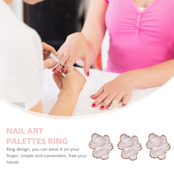 3 st Resin Nagelkonstpaletter med Justerbara Fingerringar, Gellack Färgblandningsplatta