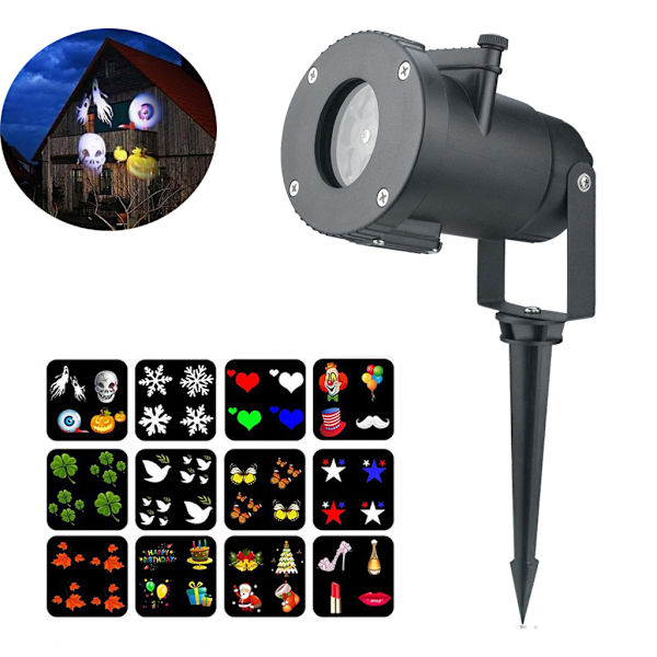 Led projektionslampa julbelysning Led projektor för jul / Halloween projektionslampa Vattentät IP65 julbelysning utomhus LED snöflinga