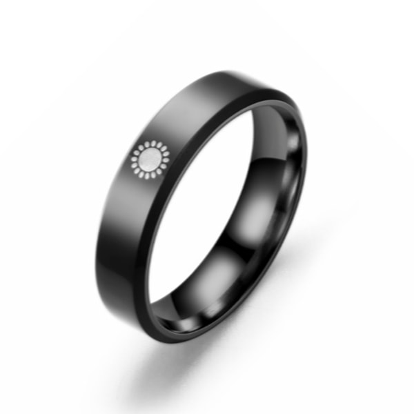 6mm Titanringar för Män Kvinnor Sol och Måne Stjärnringar Parring Rostfritt Stål Löfte Bröllopsband för Honom och Henne, Silver Komfortpassform Storlek