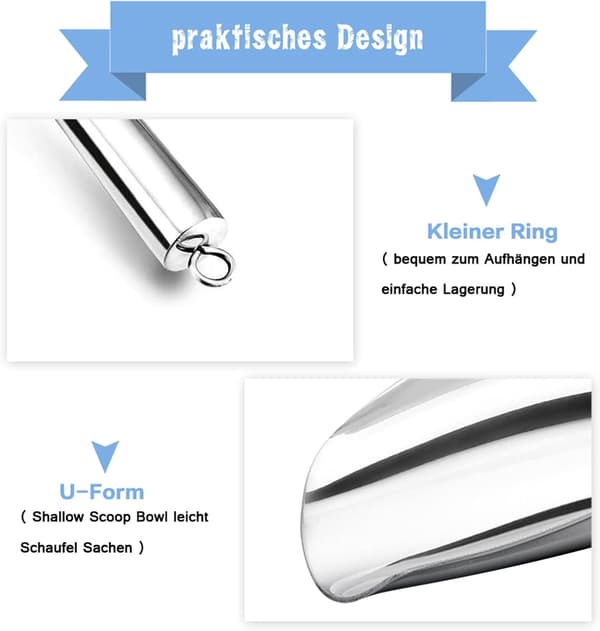 Ice Machine Scoop, Durable Stainless Steel Material with Ergonomic Handle, Premium U-Shaped Bowl, Versatile with Smooth Edges[TT]