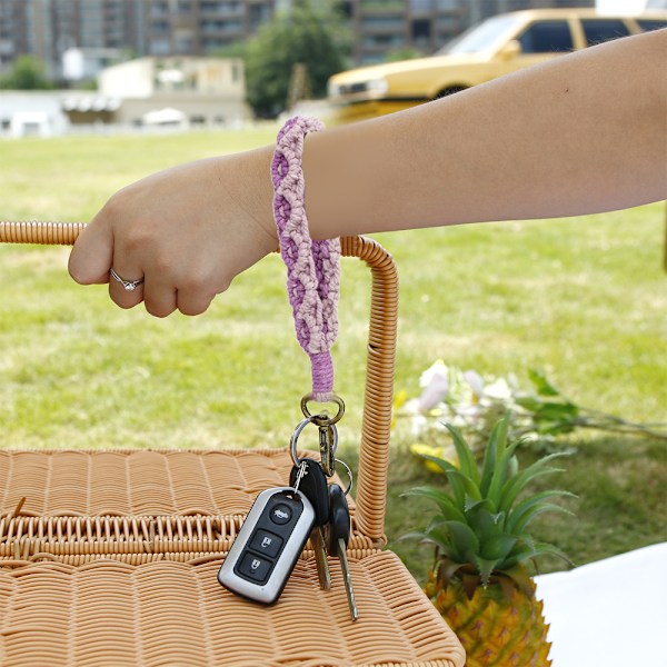 2 stk Boho Makramé Nøglering Armbånd Håndlavet Wristlet Nøglering Nøglering Holder Håndledsrem