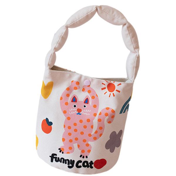 Canvas Tote Aesthetics - Kvinners Handlepose for Handleposer og Skole med Søt Katt Bucket Canvas Bag