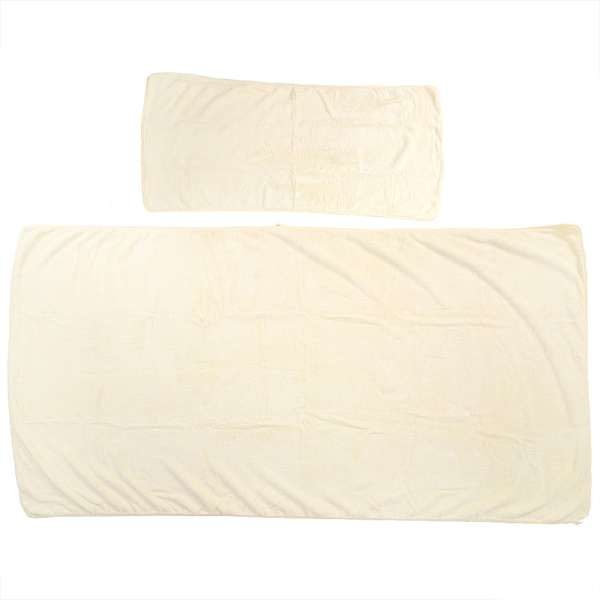Dammjuk Korallsammet Badrock + Handduk för Spa, Duschar, Bad - Beige