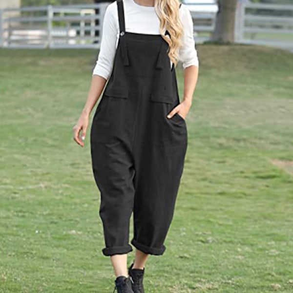 Dame Casual Lang Løstsittende Bib Jumpsuit Løstsittende Jumpsuit Belte Lomme Jumpsuit