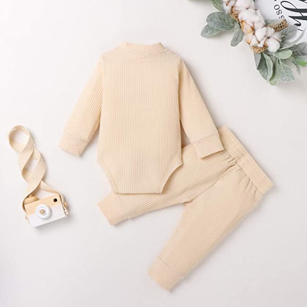 Nyfödda Babyflicka Pojke Höstkläder Outfits Långärmad Stickad Bomullsromper & Byxor Spädbarn Vinterset