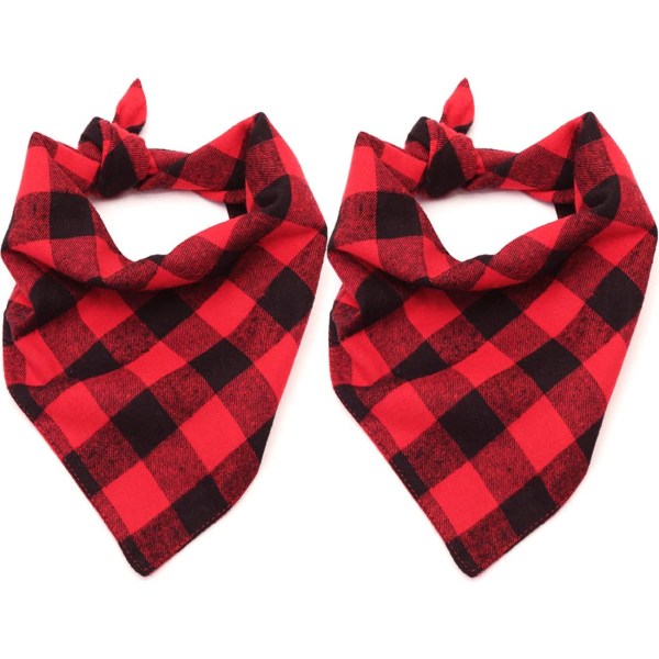 2 Pack Dog Bandana Christmas Classic Plaid Pet Bandana Scarf